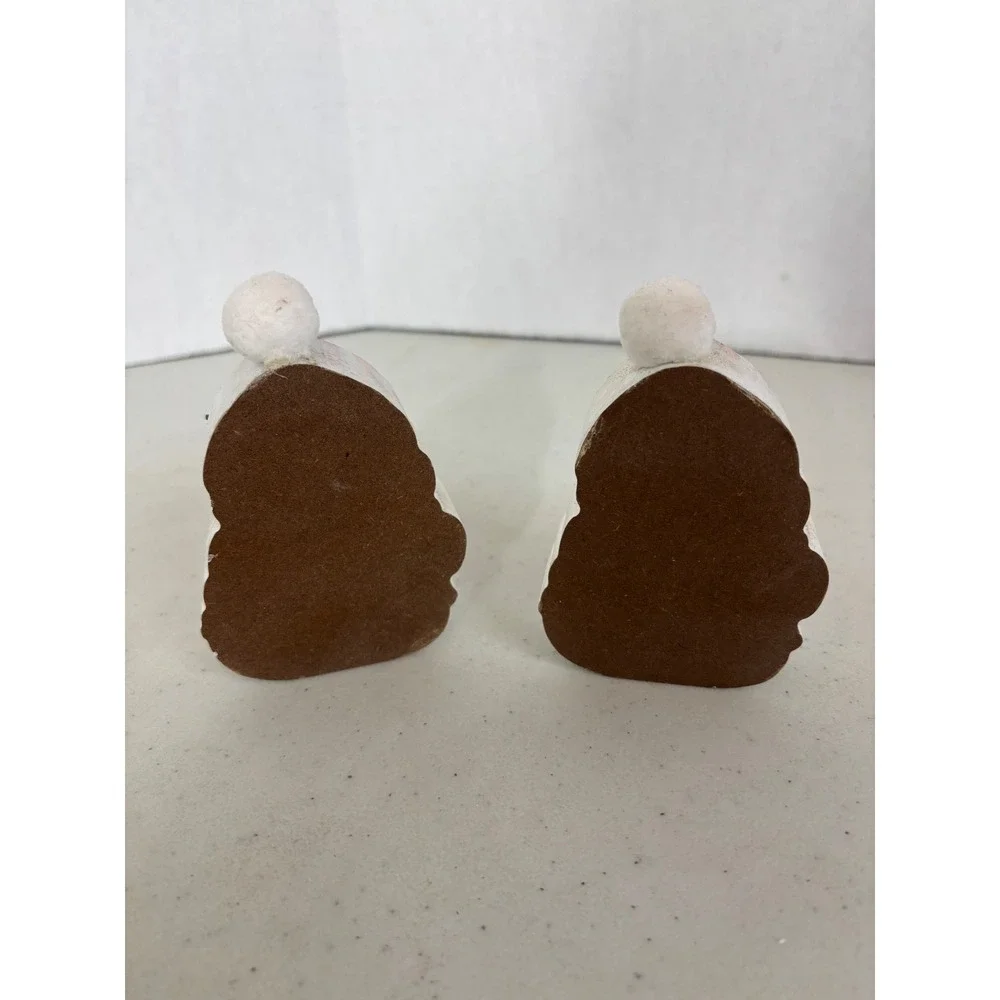 Pair of Snowman Figurines Winter‎ Holiday Christmas Decor wooden